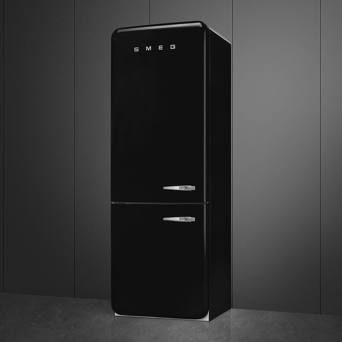 Smeg - 27" 50's Retro Style Bottom Mount Freezer Left Hinge Black - FAB38ULBL (Special Order Item)