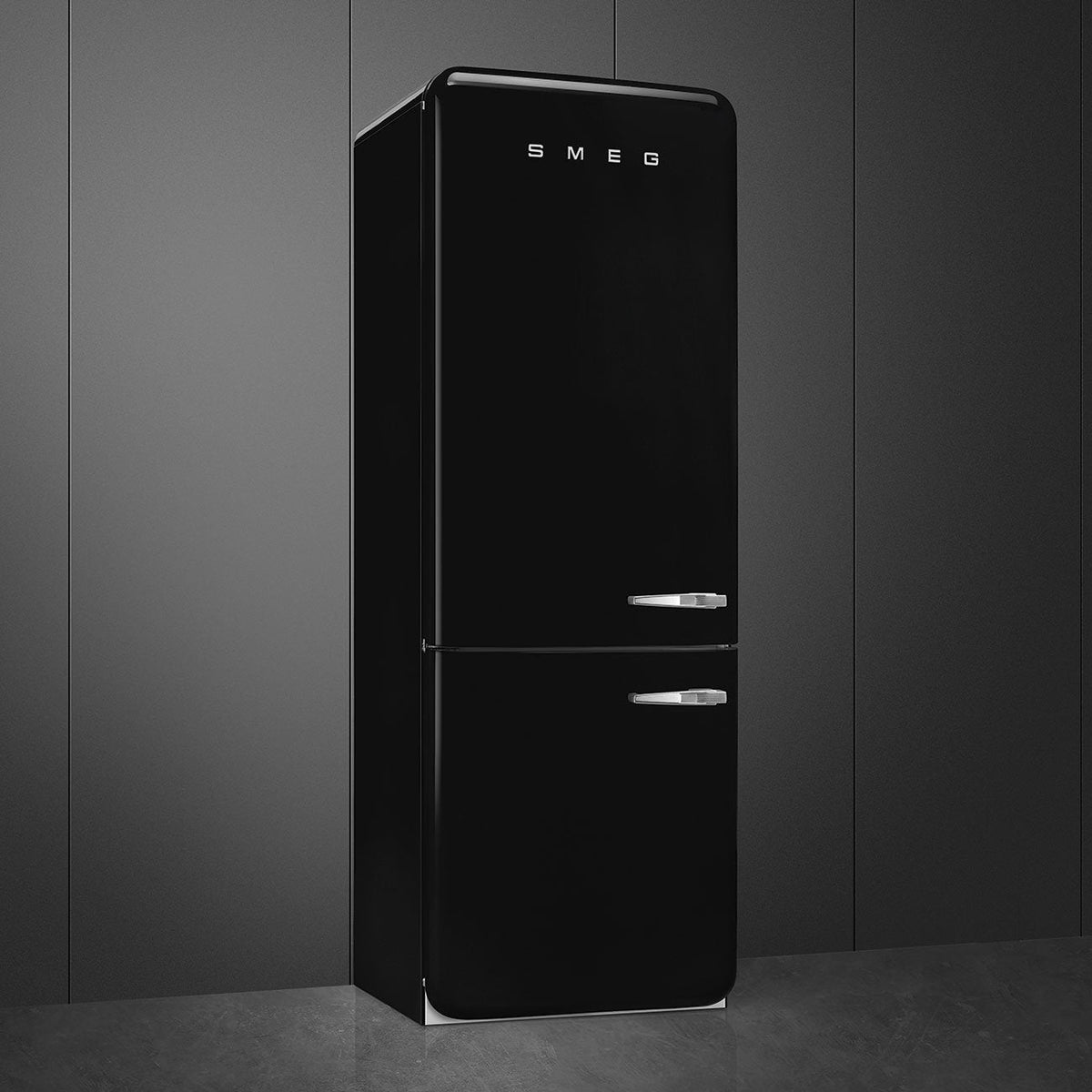 Smeg - 27" 50's Retro Style Bottom Mount Freezer Left Hinge Black - FAB38ULBL (Special Order Item)