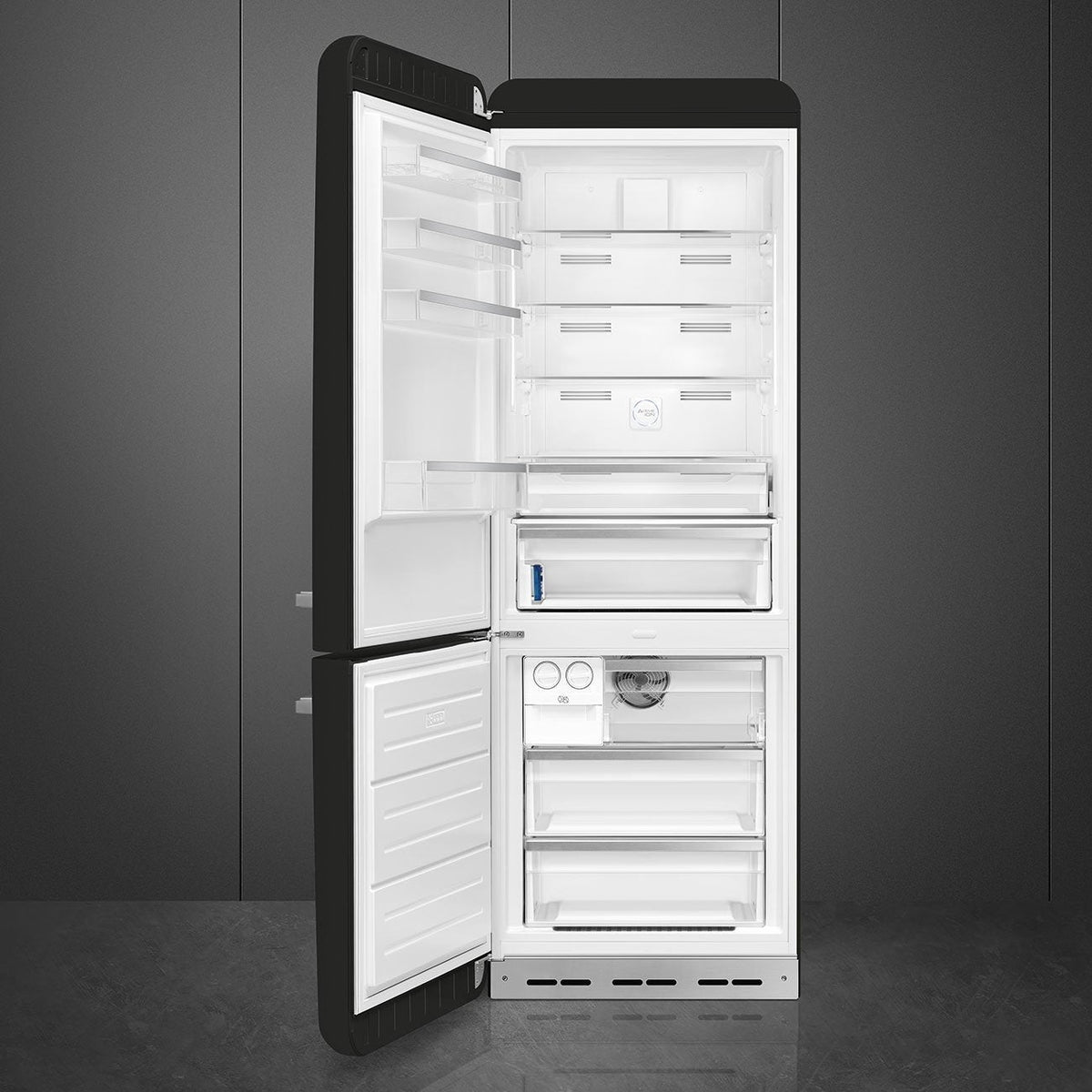 Smeg - 27" 50's Retro Style Bottom Mount Freezer Left Hinge Black - FAB38ULBL (Special Order Item)