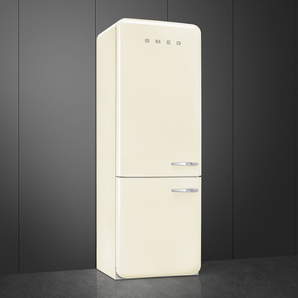 Smeg - 27" 50's Retro Style Bottom Mount Freezer Left Hinge Cream - FAB38ULCR (Special Order Item)