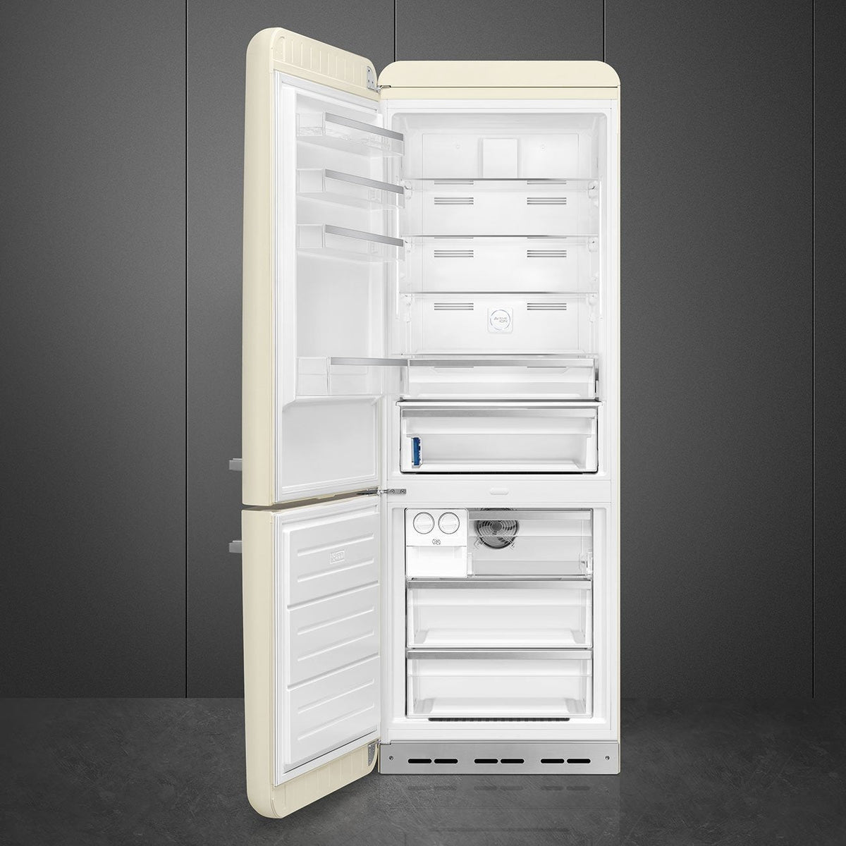 Smeg - 27" 50's Retro Style Bottom Mount Freezer Left Hinge Cream - FAB38ULCR (Special Order Item)