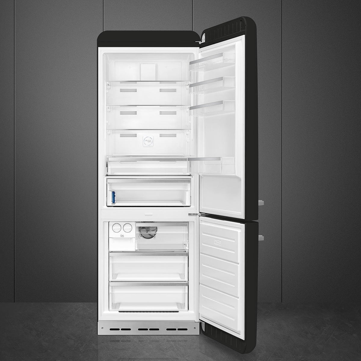Smeg - 27" 50's Retro Style Bottom Mount Freezer Right Hinge Black - FAB38URBL (Special Order Item)
