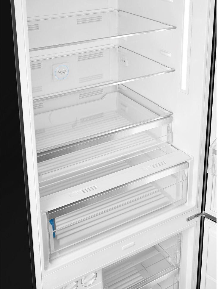 Smeg - 27" 50's Retro Style Bottom Mount Freezer Right Hinge Black - FAB38URBL (Special Order Item)