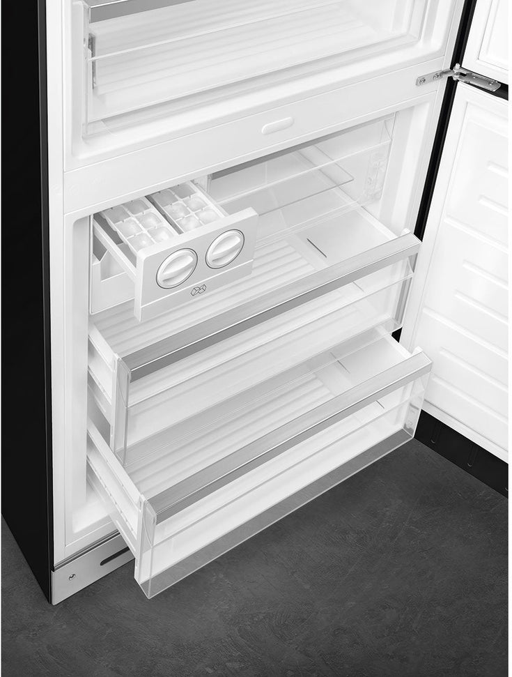 Smeg - 27" 50's Retro Style Bottom Mount Freezer Right Hinge Black - FAB38URBL (Special Order Item)