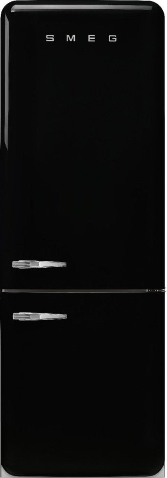 Smeg - 27" 50's Retro Style Bottom Mount Freezer Right Hinge Black - FAB38URBL (Special Order Item)