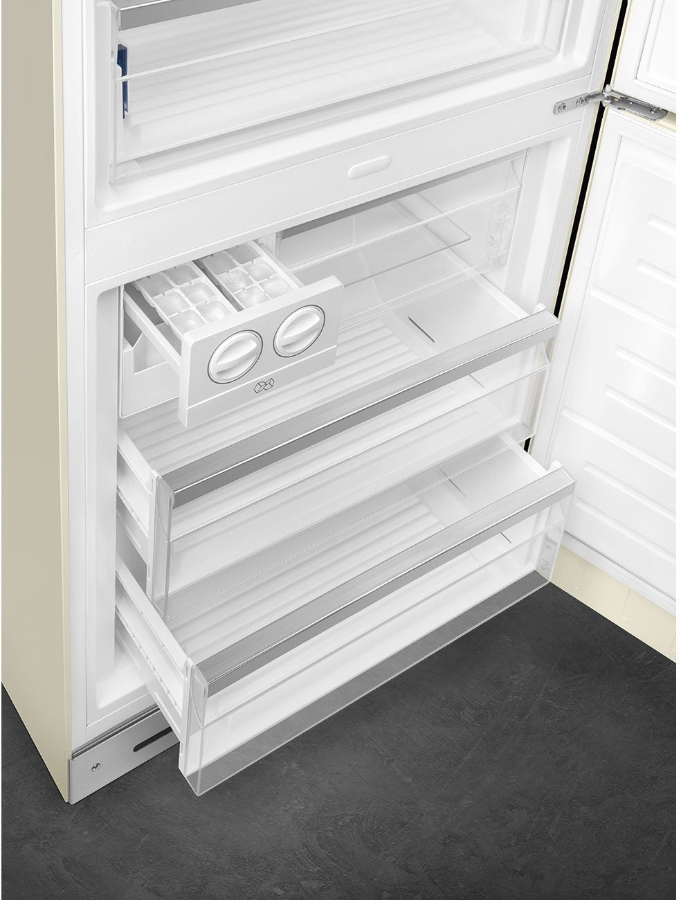 Smeg - 27" 50's Retro Style Bottom Mount Freezer Right Hinge Cream - FAB38URCR (Special Order Item)