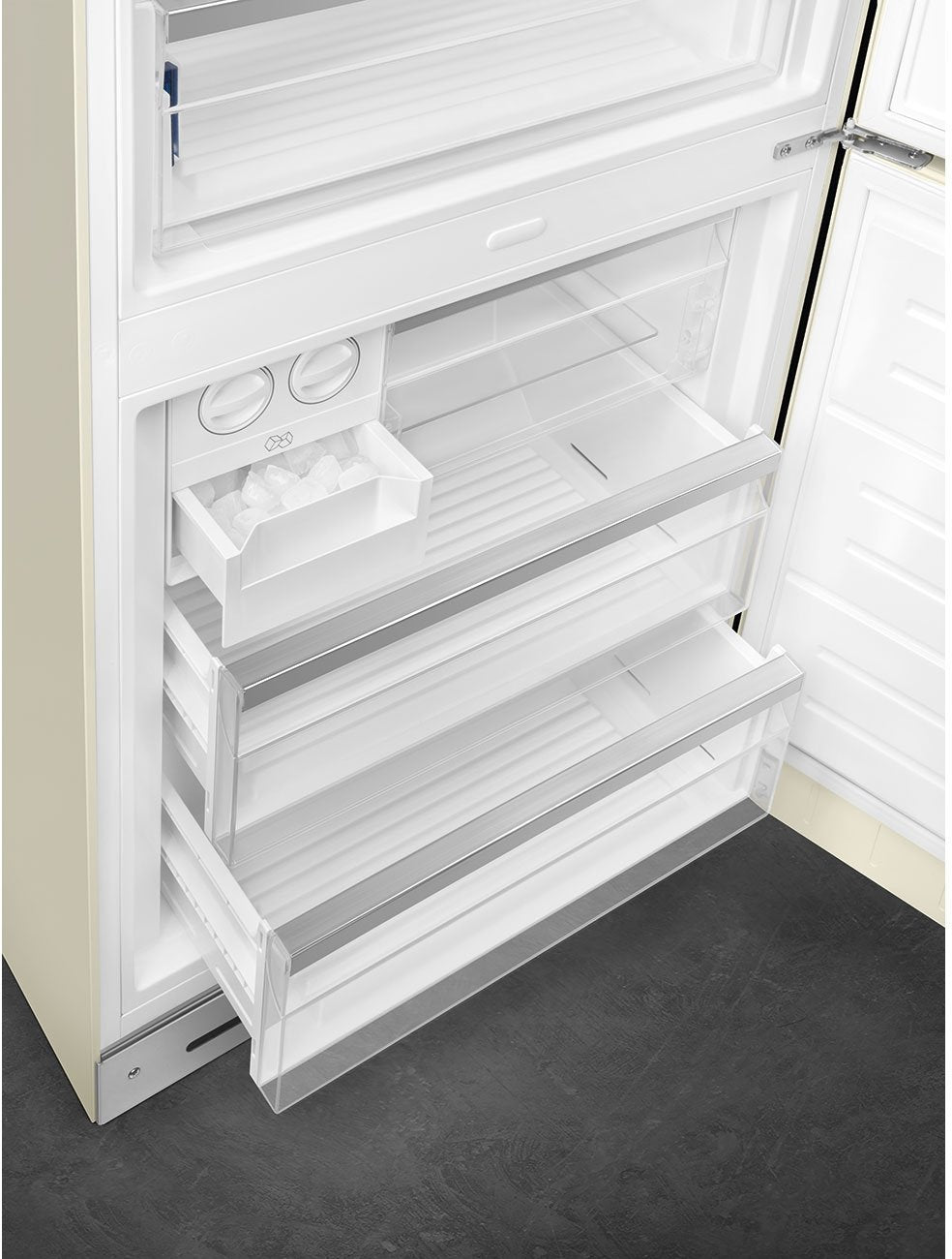 Smeg - 27" 50's Retro Style Bottom Mount Freezer Right Hinge Cream - FAB38URCR (Special Order Item)