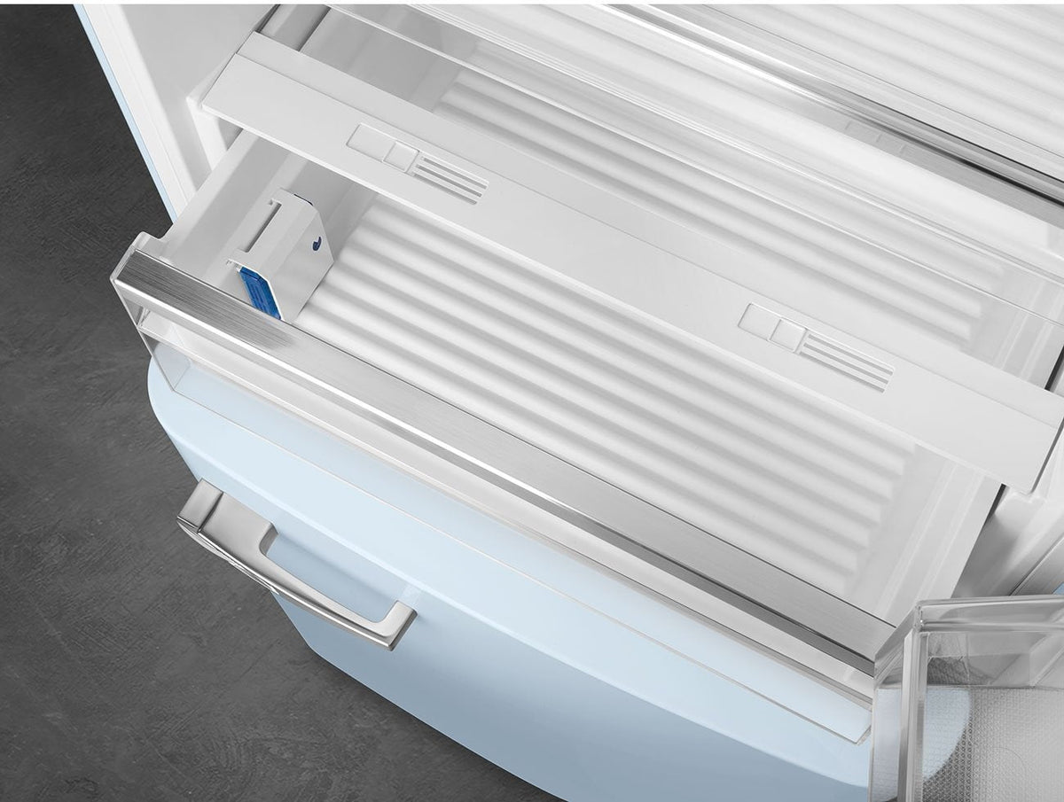 Smeg - 27" 50's Retro Style Bottom Mount Freezer Right Hinge Pastel Blue - FAB38URPB (Special Order Item)