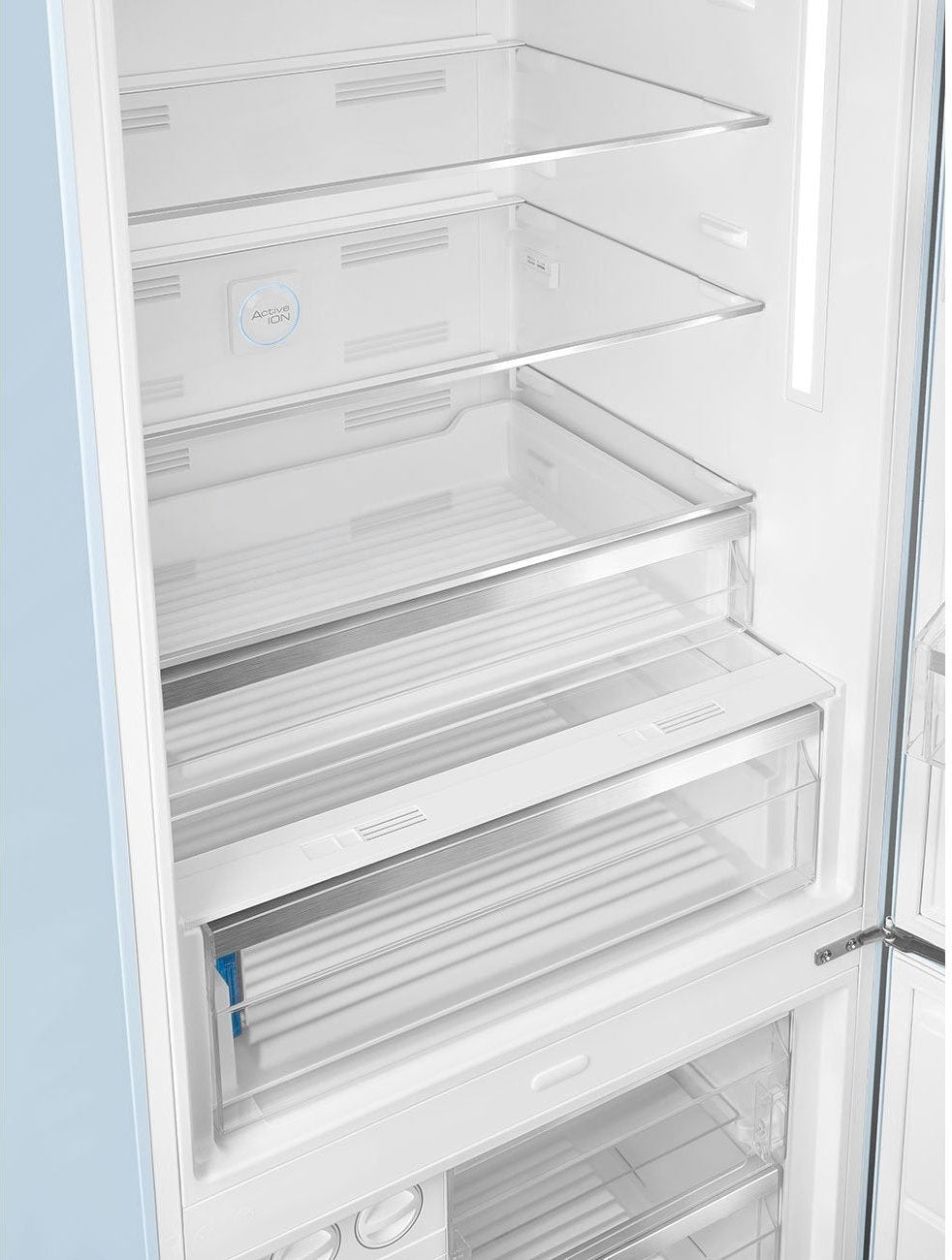 Smeg - 27" 50's Retro Style Bottom Mount Freezer Right Hinge Pastel Blue - FAB38URPB (Special Order Item)