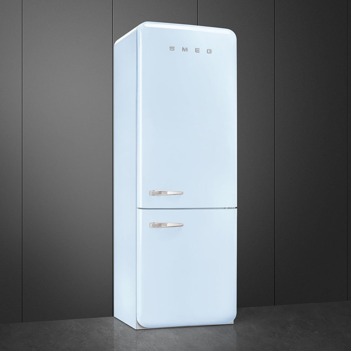 Smeg - 27" 50's Retro Style Bottom Mount Freezer Right Hinge Pastel Blue - FAB38URPB (Special Order Item)
