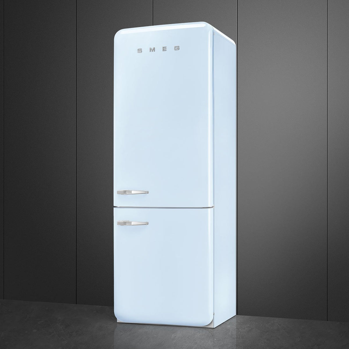 Smeg - 27" 50's Retro Style Bottom Mount Freezer Right Hinge Pastel Blue - FAB38URPB (Special Order Item)