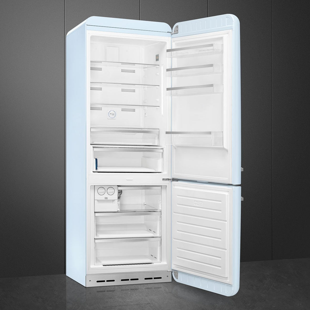 Smeg - 27" 50's Retro Style Bottom Mount Freezer Right Hinge Pastel Blue - FAB38URPB (Special Order Item)