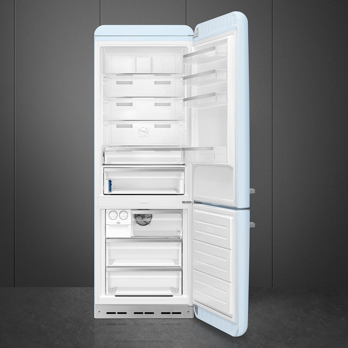 Smeg - 27" 50's Retro Style Bottom Mount Freezer Right Hinge Pastel Blue - FAB38URPB (Special Order Item)