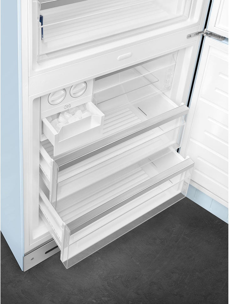 Smeg - 27" 50's Retro Style Bottom Mount Freezer Right Hinge Pastel Blue - FAB38URPB (Special Order Item)