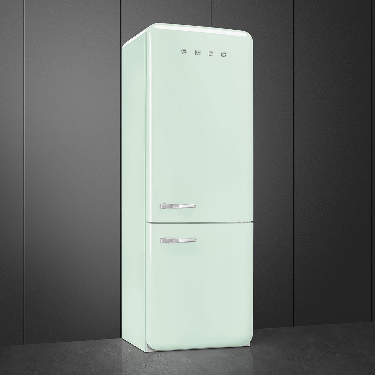 Smeg - 27" 50's Retro Style Bottom Mount Freezer Right Hinge Pastel Green - FAB38URPG (Special Order Item)