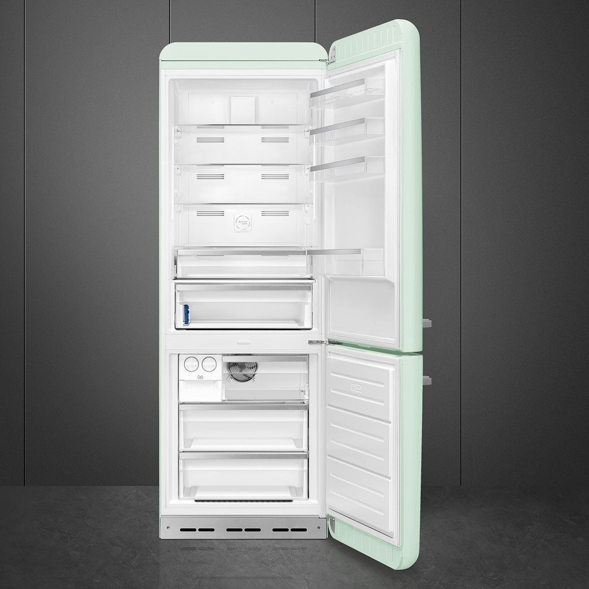 Smeg - 27" 50's Retro Style Bottom Mount Freezer Right Hinge Pastel Green - FAB38URPG (Special Order Item)