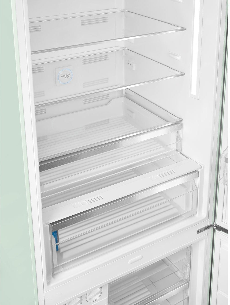 Smeg - 27" 50's Retro Style Bottom Mount Freezer Right Hinge Pastel Green - FAB38URPG (Special Order Item)