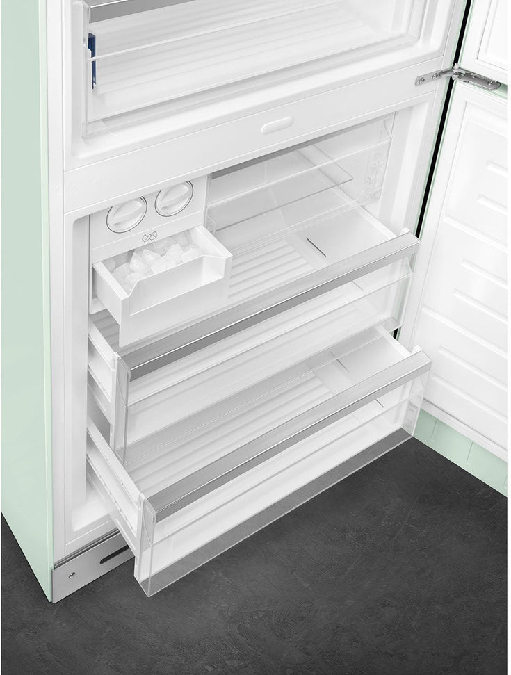 Smeg - 27" 50's Retro Style Bottom Mount Freezer Right Hinge Pastel Green - FAB38URPG (Special Order Item)