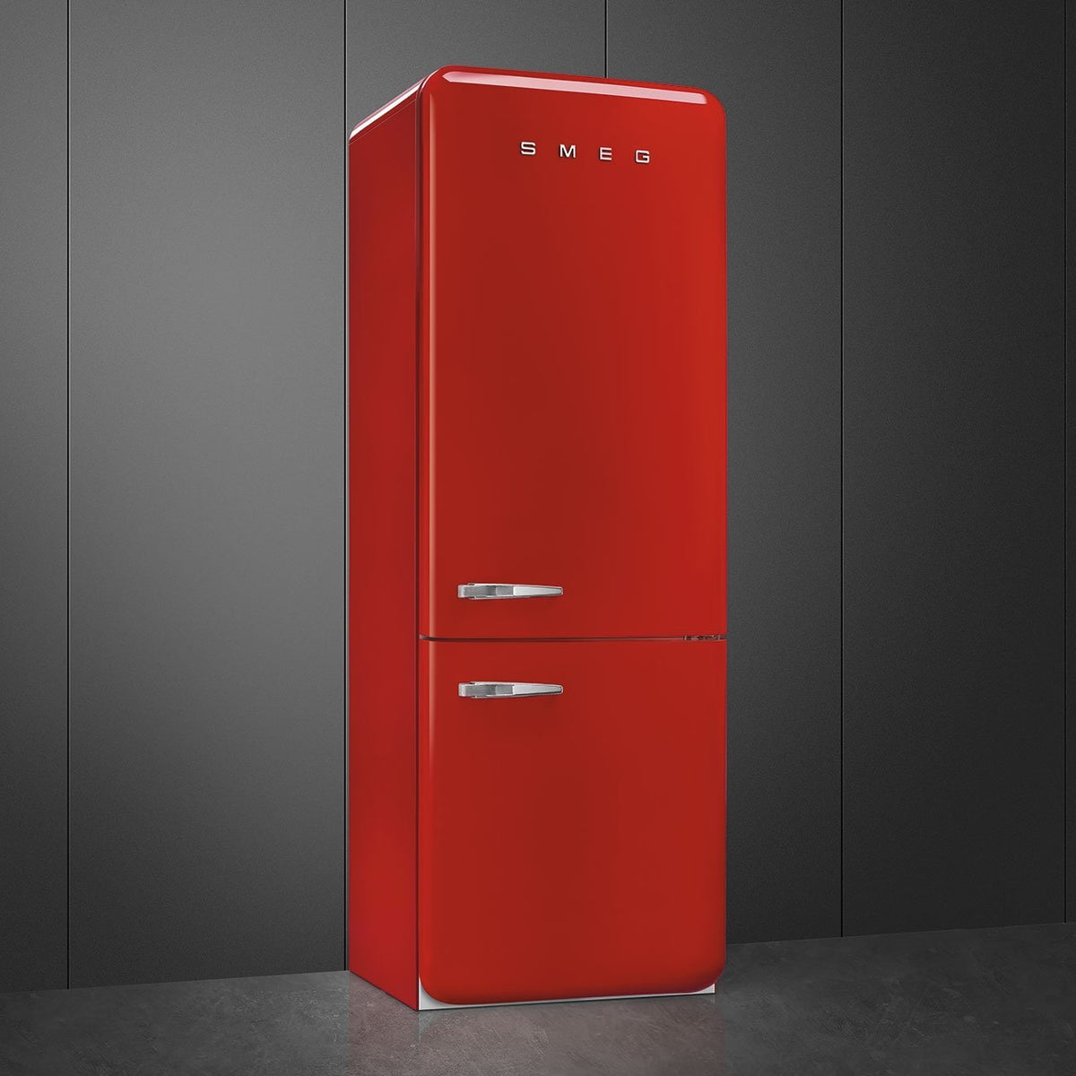 Smeg - 27" 50's Retro Style Bottom Mount Freezer Right Hinge Red - FAB38URRD (Special Order Item)