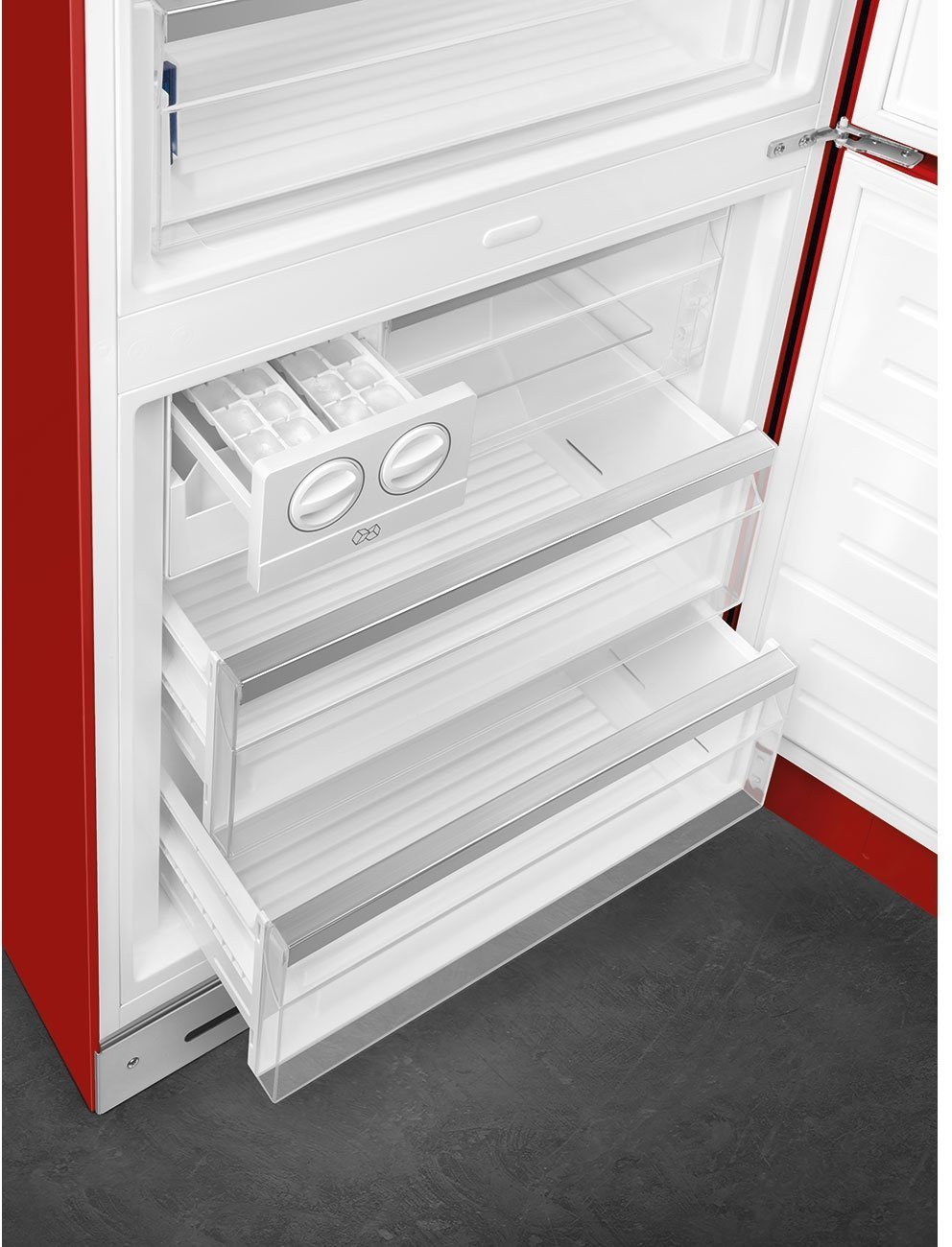 Smeg - 27" 50's Retro Style Bottom Mount Freezer Right Hinge Red - FAB38URRD (Special Order Item)