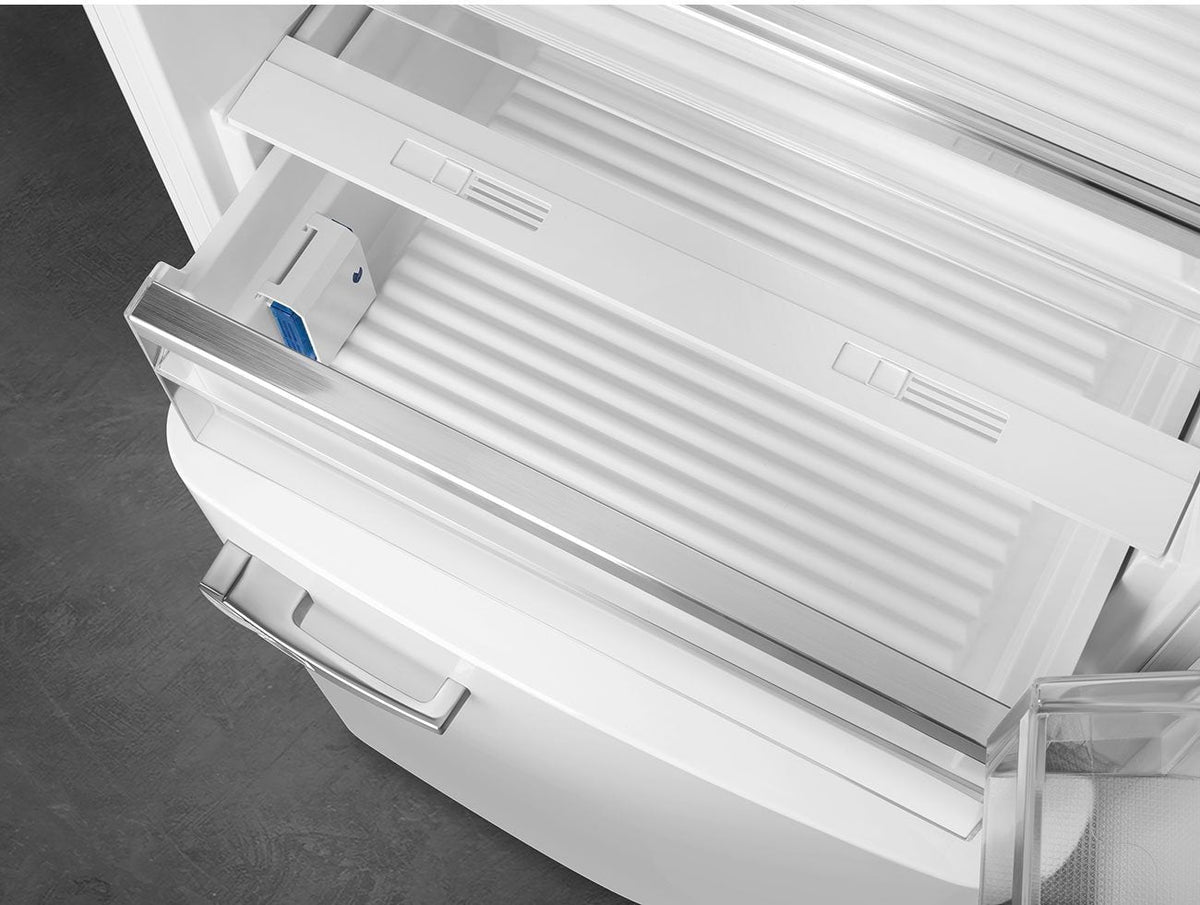 Smeg - 27" 50's Retro Style Bottom Mount Freezer Right Hinge White - FAB38URWH (Special Order Item)