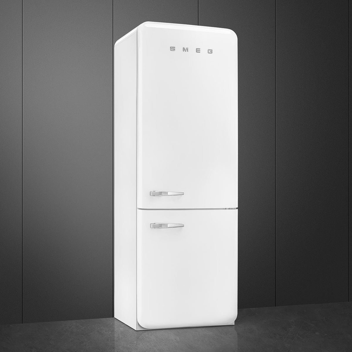 Smeg - 27" 50's Retro Style Bottom Mount Freezer Right Hinge White - FAB38URWH (Special Order Item)