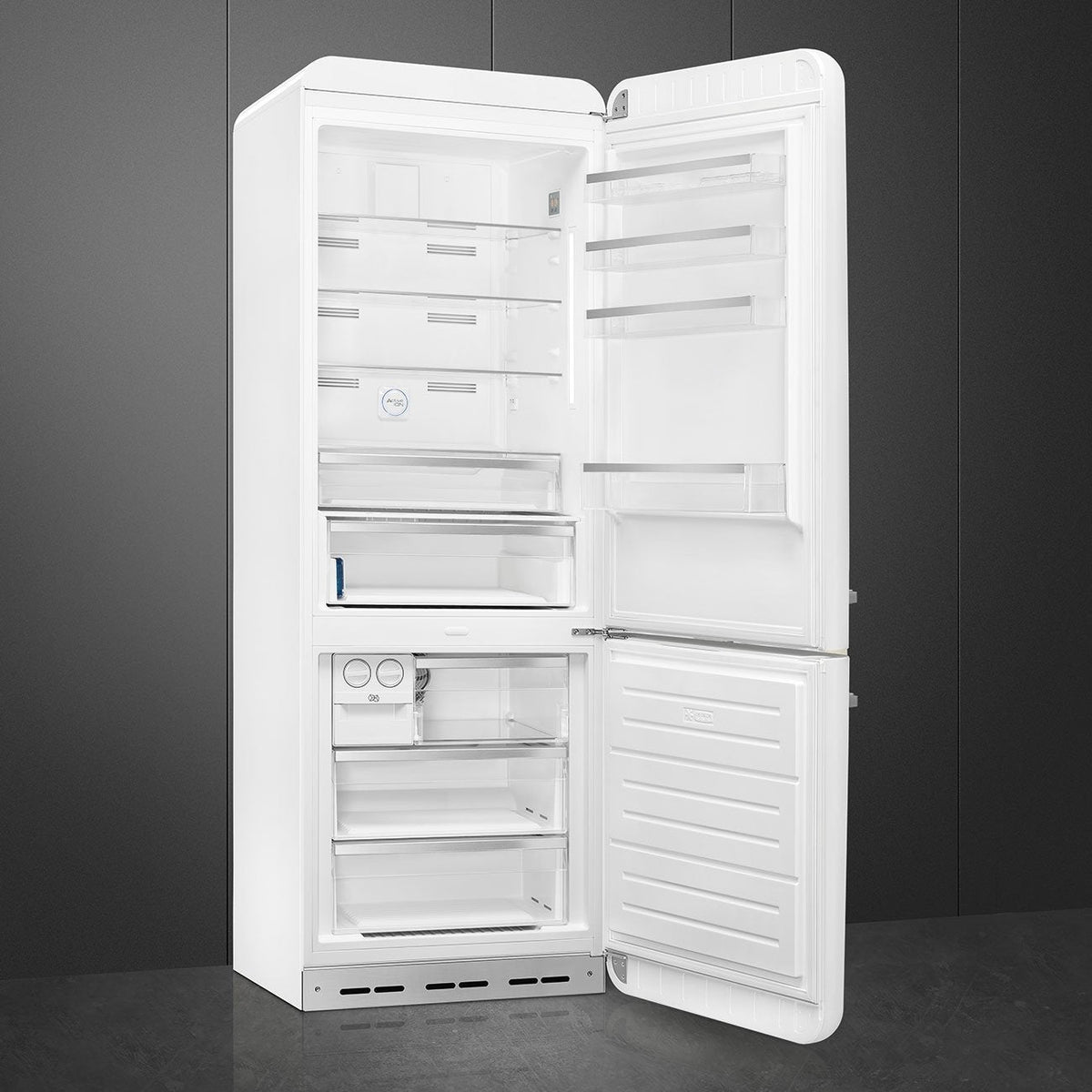 Smeg - 27" 50's Retro Style Bottom Mount Freezer Right Hinge White - FAB38URWH (Special Order Item)