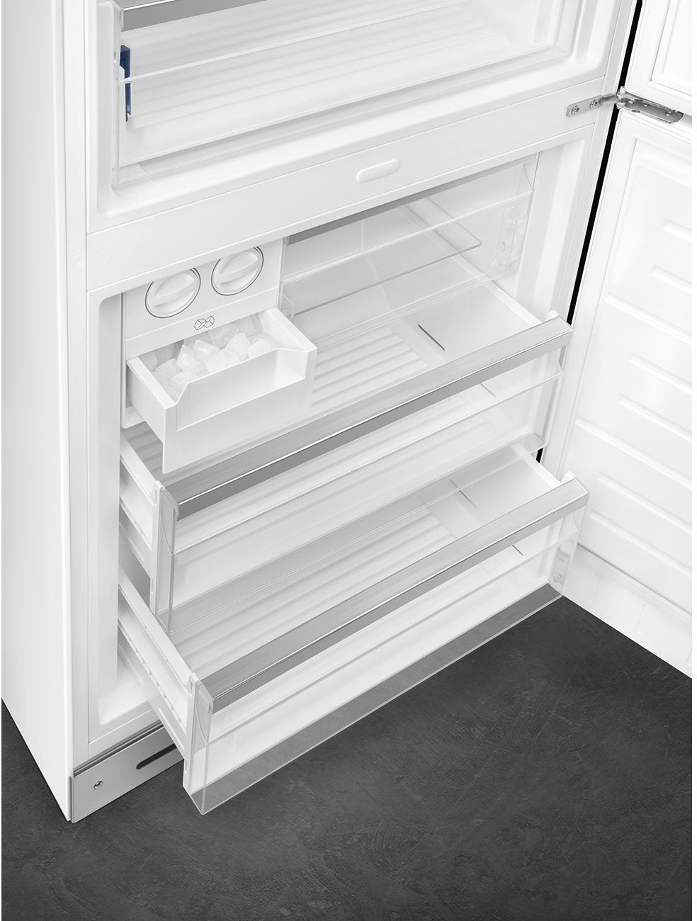 Smeg - 27" 50's Retro Style Bottom Mount Freezer Right Hinge White - FAB38URWH (Special Order Item)