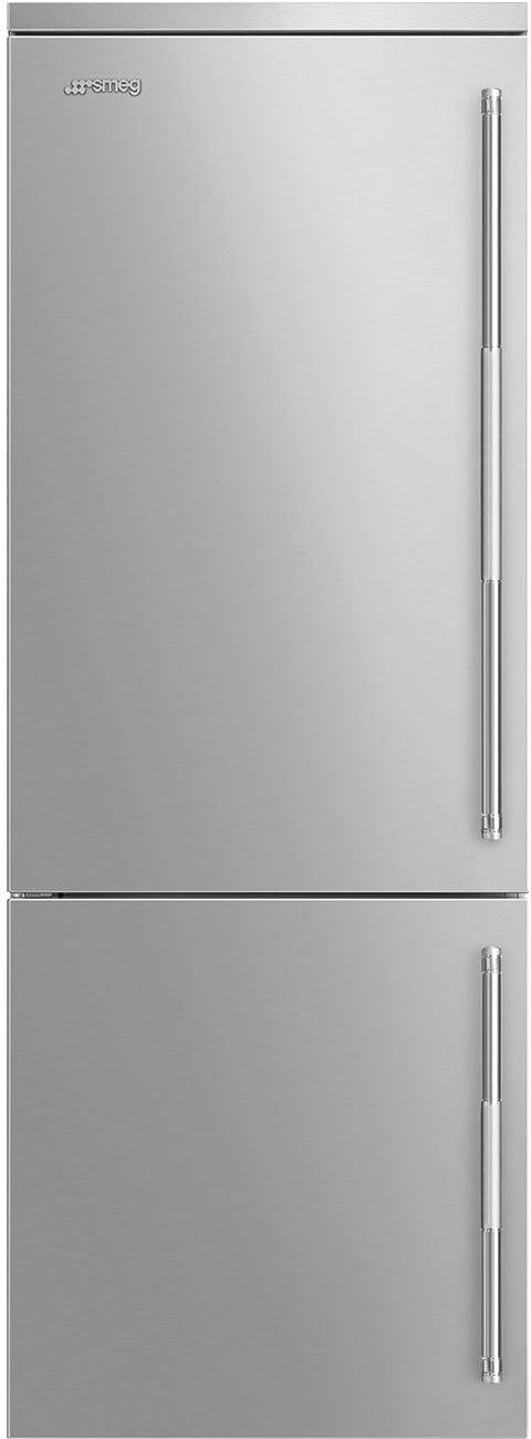 Smeg - 27" Bottom Mount Stainless Steel Left Hinge Fridge with Pro Handles - BM27ULX