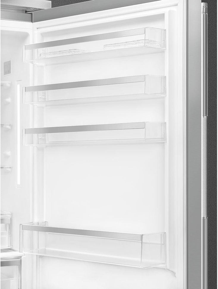 Smeg - 27" Bottom Mount Stainless Steel Right Hinge Fridge with Pro Handles - BM27URX