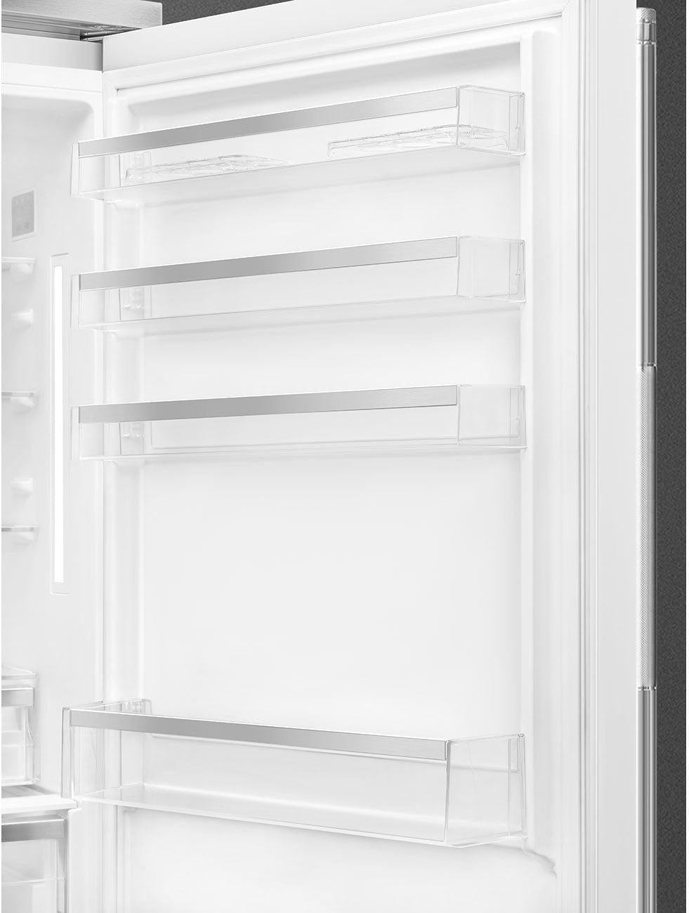 Smeg - 27" Bottom Mount White Matte Right Hinge Fridge with Pro Handles - BM27URMW