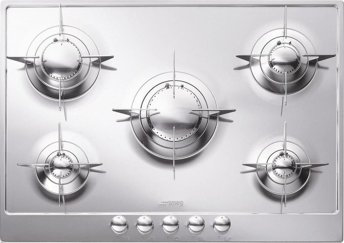 Smeg - 28" Piano Design 5-Burner Gas Drop-In Cooktop - Stainless - PU75ES (Special Order Item)