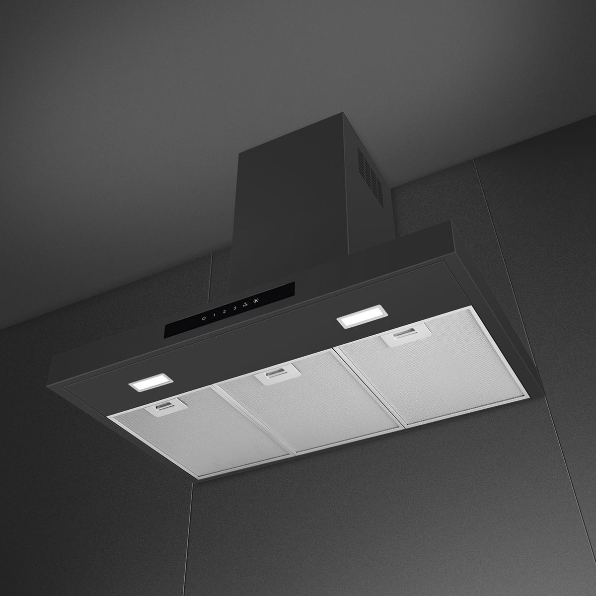 Smeg - 30" Flat T-Shape Universal Brushed Hood, Anthracite | 600 CFM - KBTU30AN
