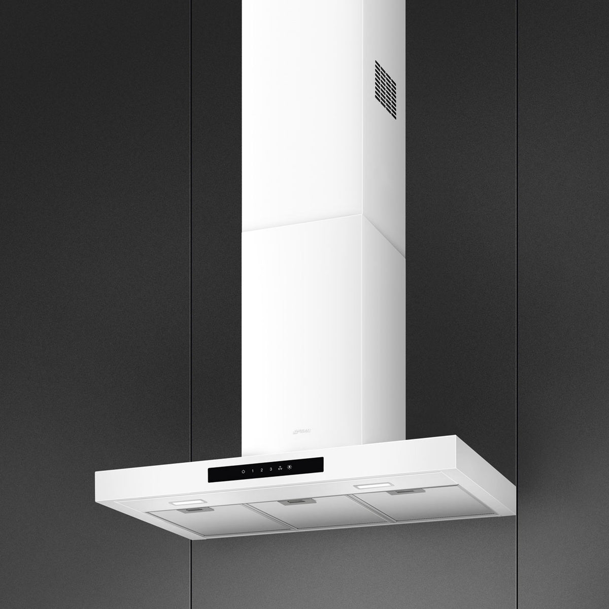 Smeg - 30" Flat T-Shape Universal Brushed Hood, Matte White | 600 CFM - KBTU30MW