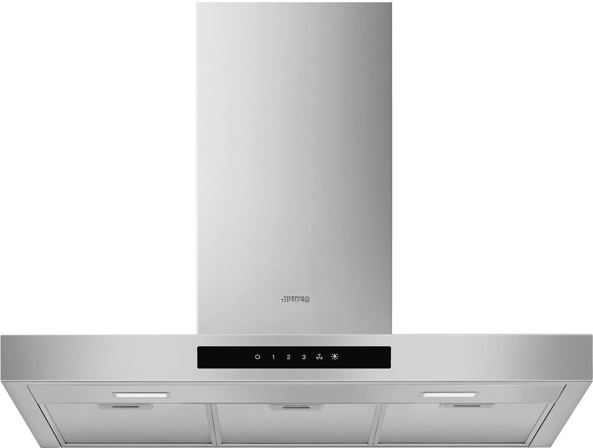 Smeg - 30" Flat T-Shape Universal Brushed Hood, Stainless Steel | 600 CFM - KBTU30X