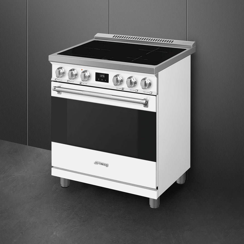 Smeg - 30" Freestanding Matt White Induction Range - SPR30UIMMW