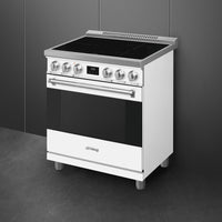 Smeg - 30" Freestanding Matt White Induction Range - SPR30UIMMW