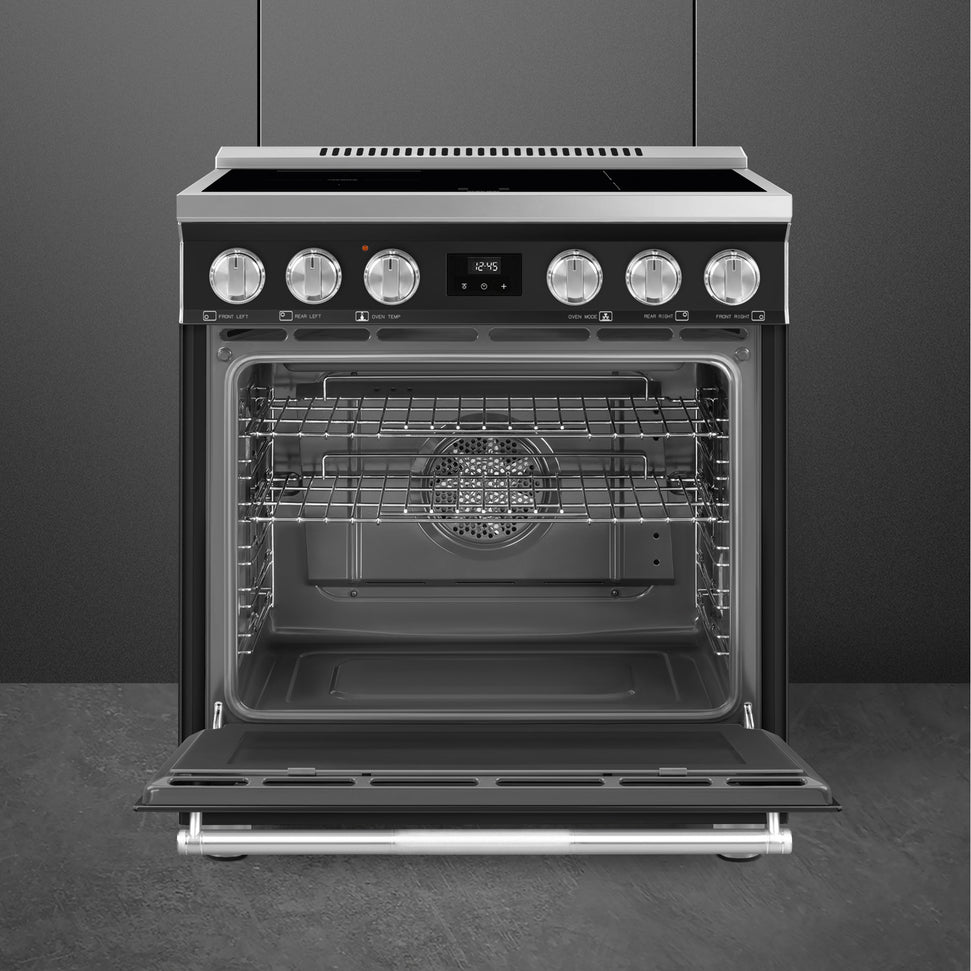 Smeg - 30" Freestanding Matte Black Induction Range - SPR30UIMAN