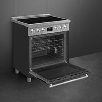 Smeg - 30" Freestanding Matte Black Stainless Steel Induction Range - SPR30UIMANX