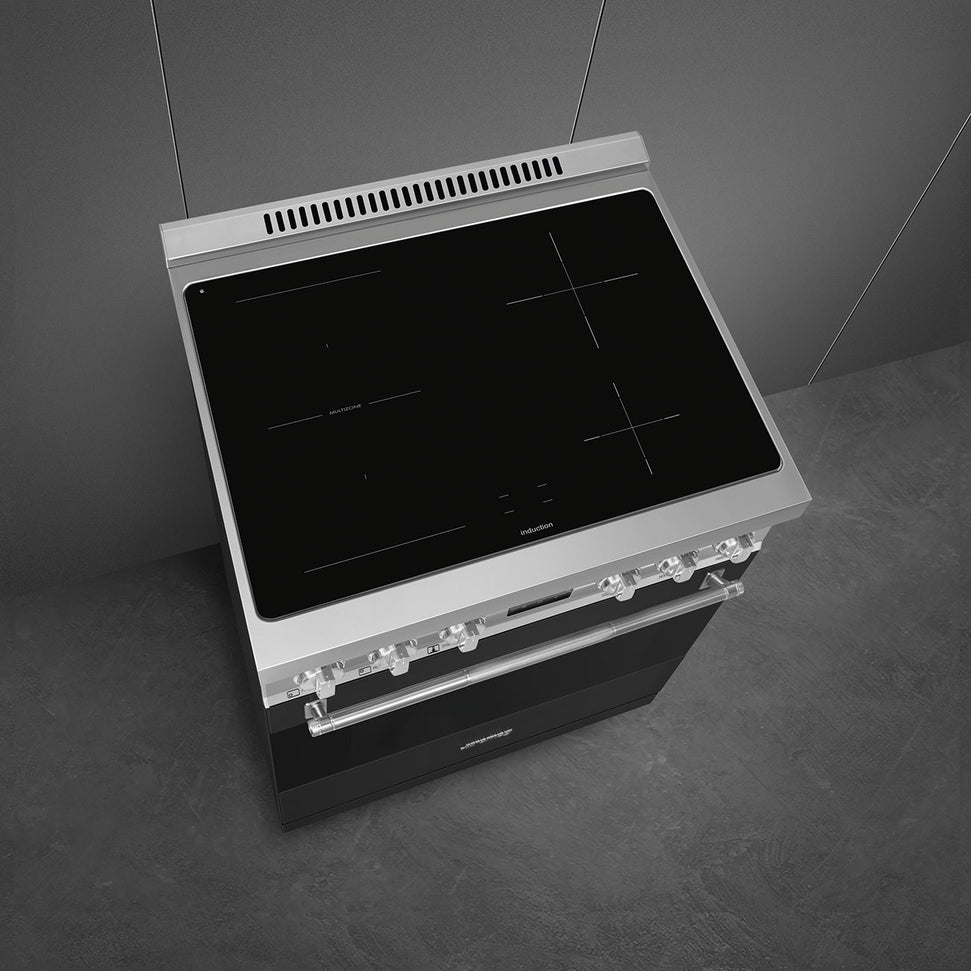 Smeg - 30" Freestanding Matte Black Stainless Steel Induction Range - SPR30UIMANX