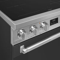 Smeg - 30" Freestanding Matte Black Stainless Steel Induction Range - SPR30UIMANX