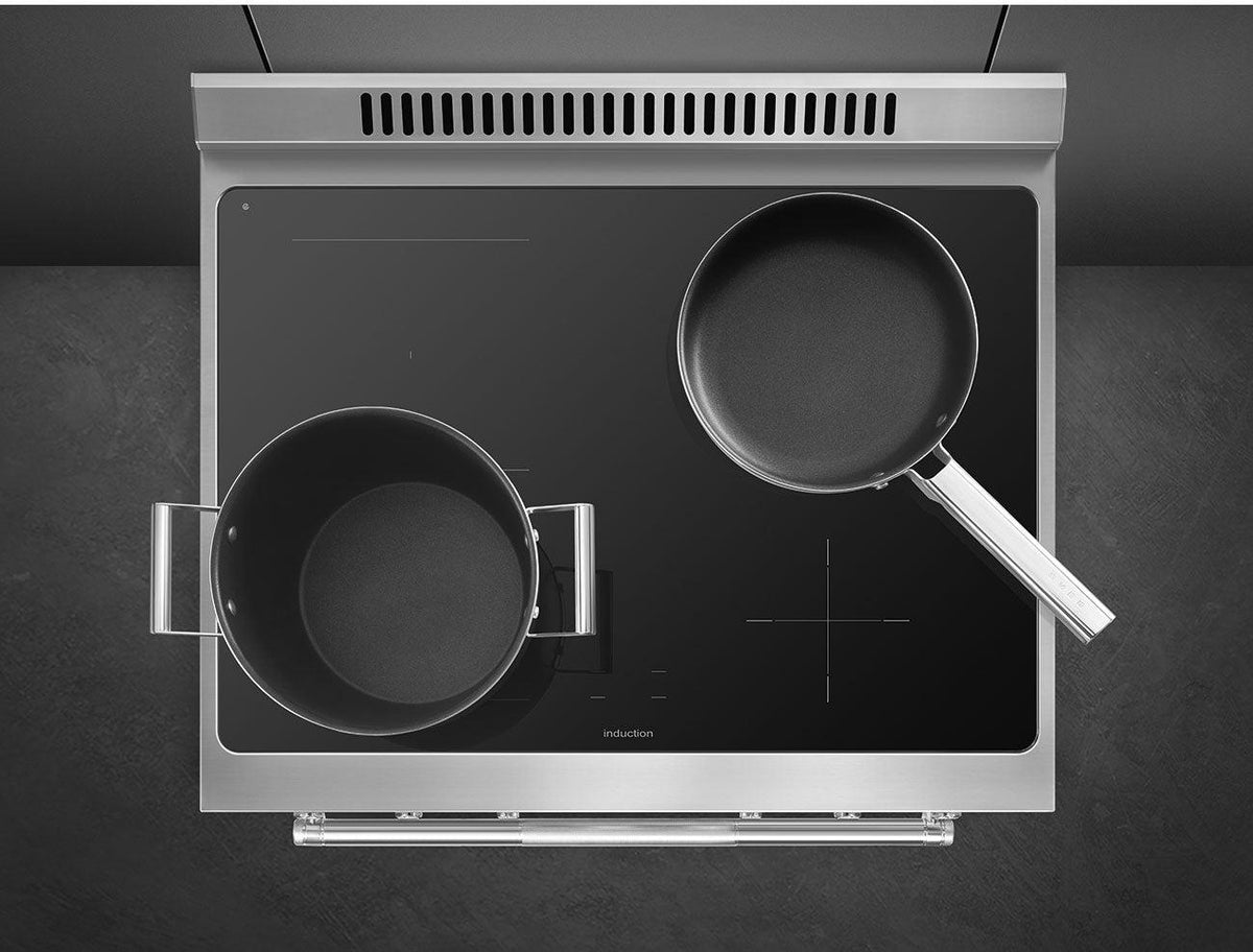 Smeg - 30" Freestanding Matte Black Stainless Steel Induction Range - SPR30UIMANX