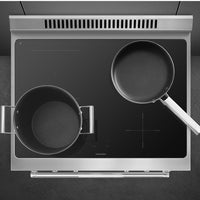 Smeg - 30" Freestanding Matte Black Stainless Steel Induction Range - SPR30UIMANX