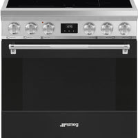 Smeg - 30" Freestanding Matte Black Stainless Steel Induction Range - SPR30UIMANX