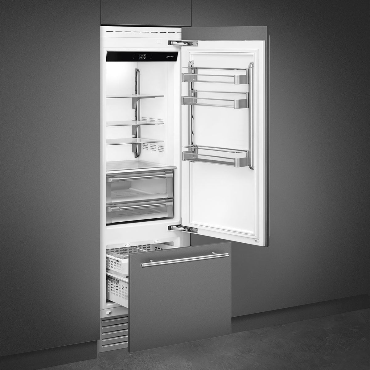 Smeg - 30" Panel Ready Built-In Fridge with Convertible Freezer, Right Hinge - RBMU30R