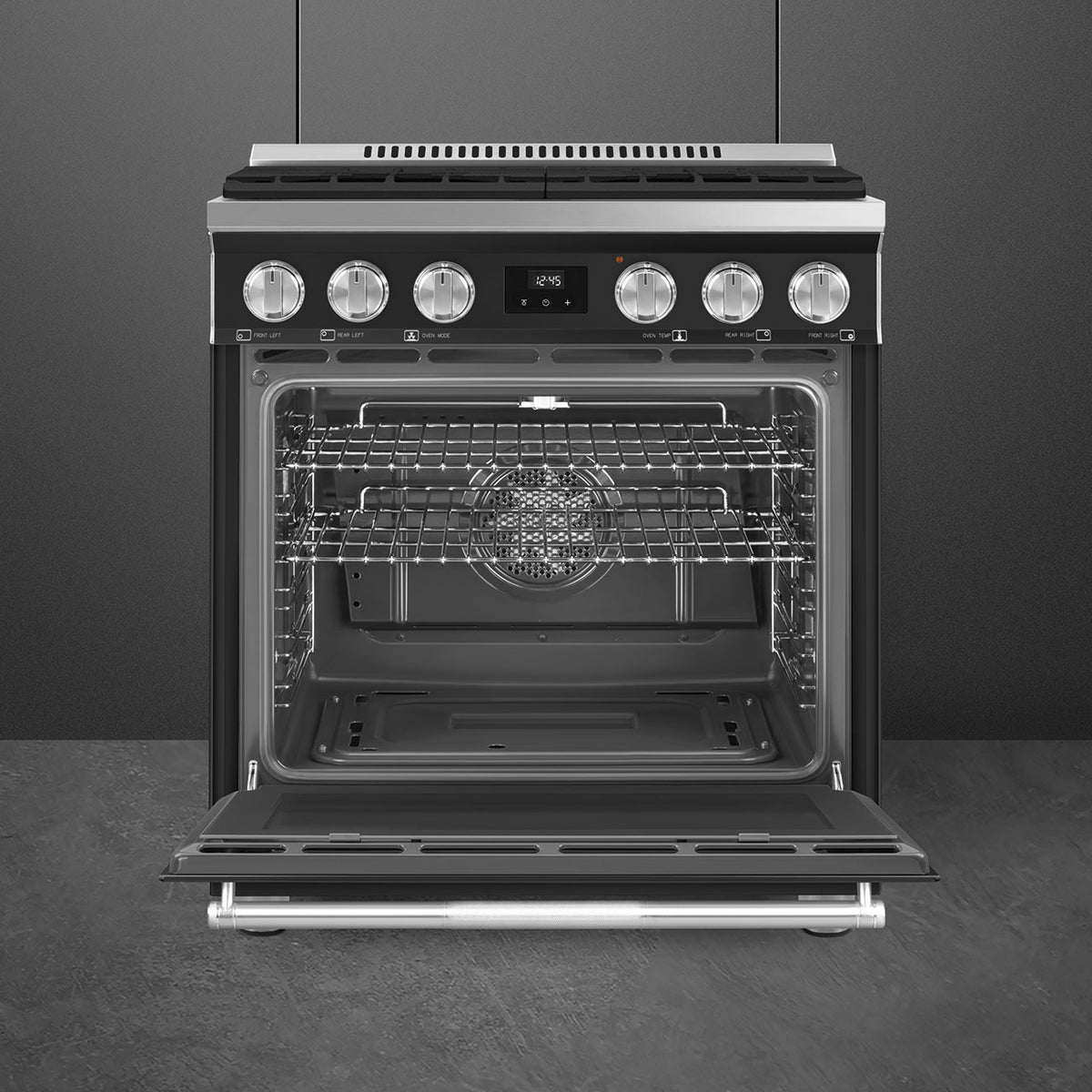 Smeg - 30" Professional Matt Black ALL GAS Range - SPR30UGGAN