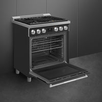Smeg - 30" Professional Matt Black ALL GAS Range - SPR30UGGAN
