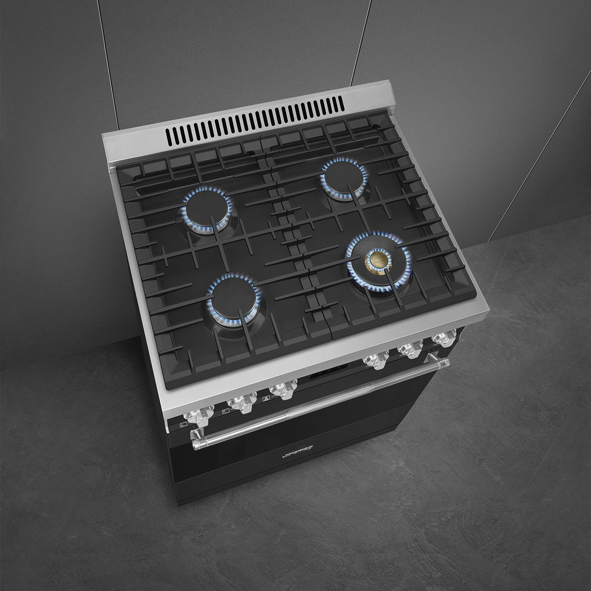Smeg - 30" Professional Matt Black ALL GAS Range - SPR30UGGAN