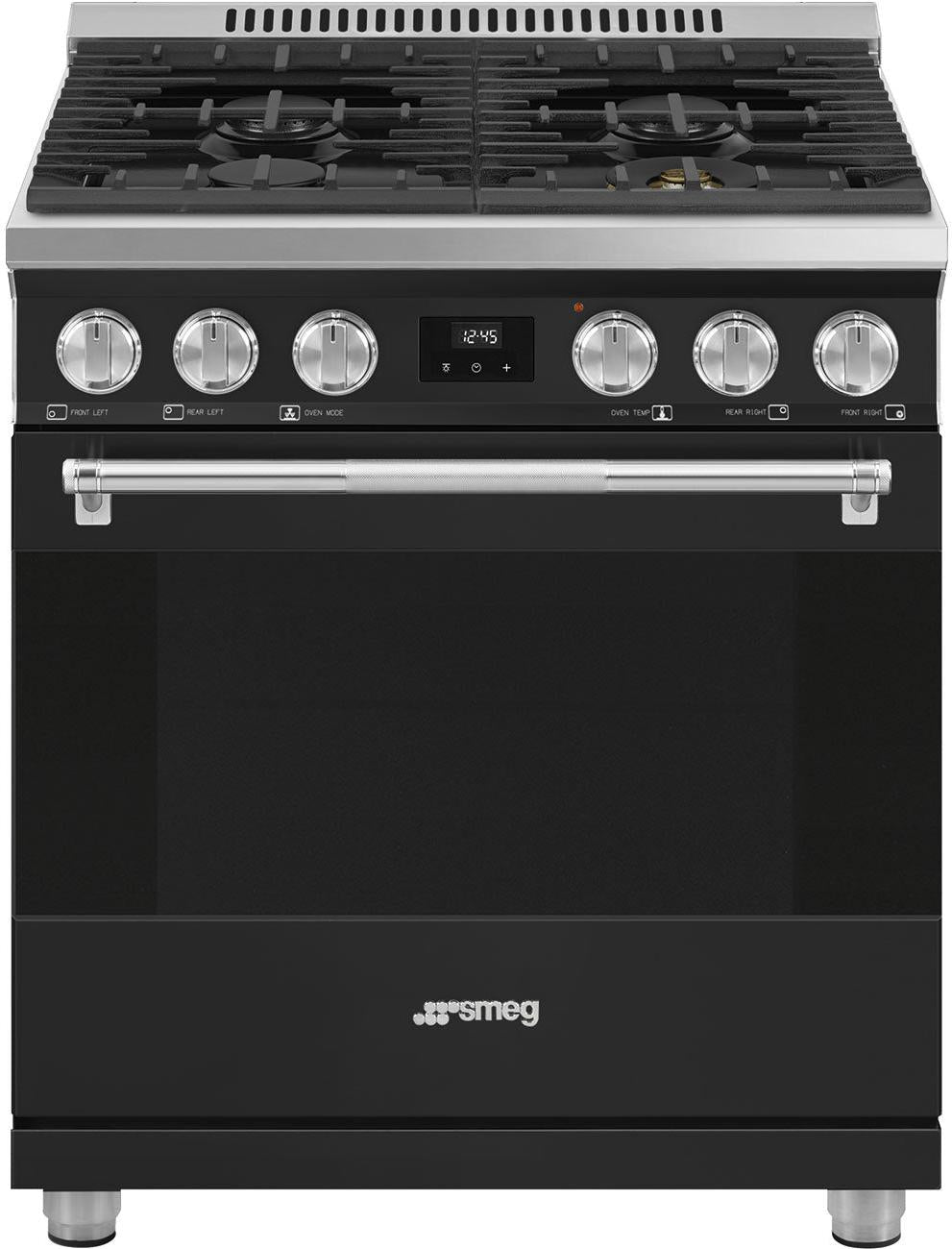 Smeg - 30" Professional Matt Black ALL GAS Range - SPR30UGGAN