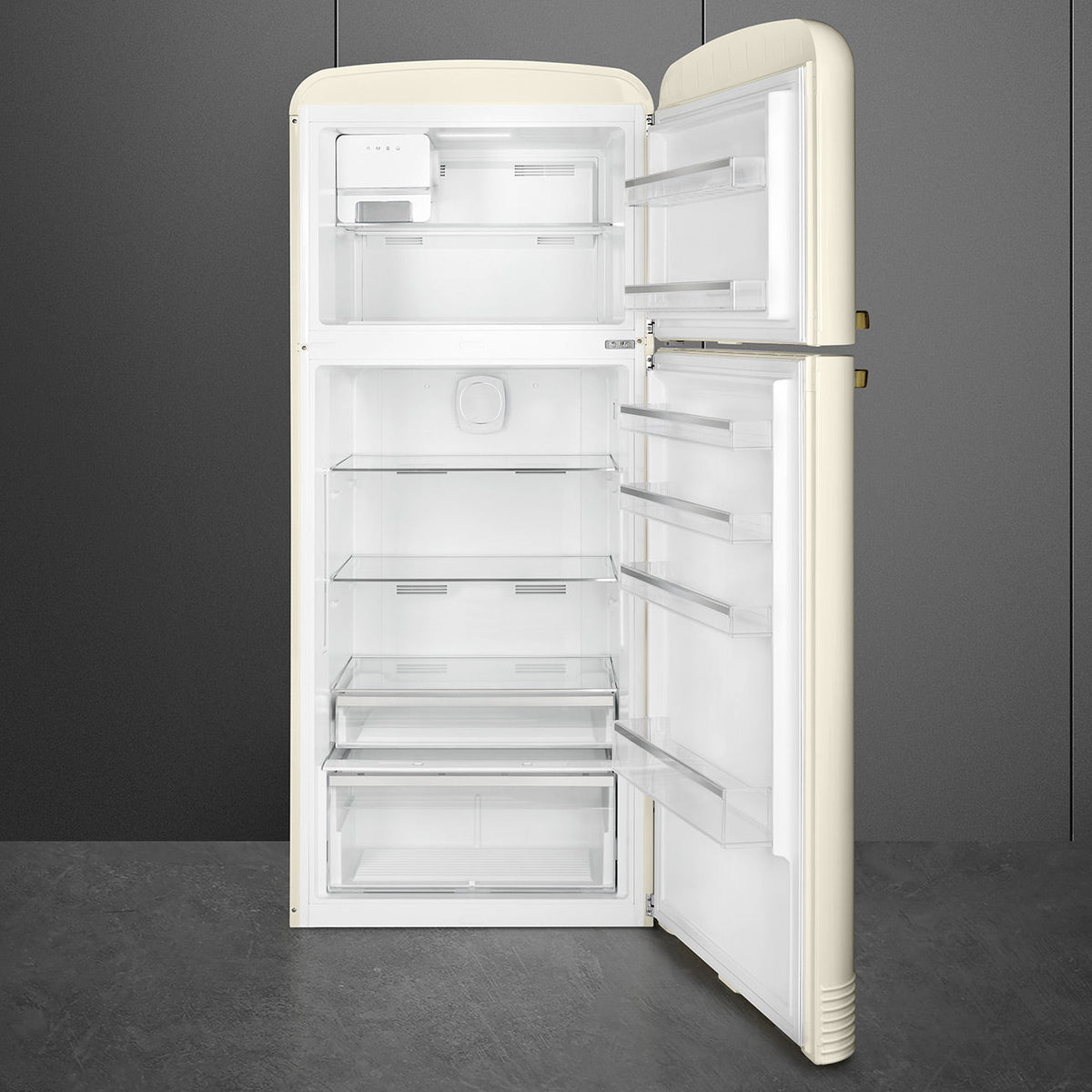 Smeg - 31" FAB50 Retro Refrigerator With Bottom Freezer, Brass Right Hinge - Preliminary Cream - FAB50URCRB3